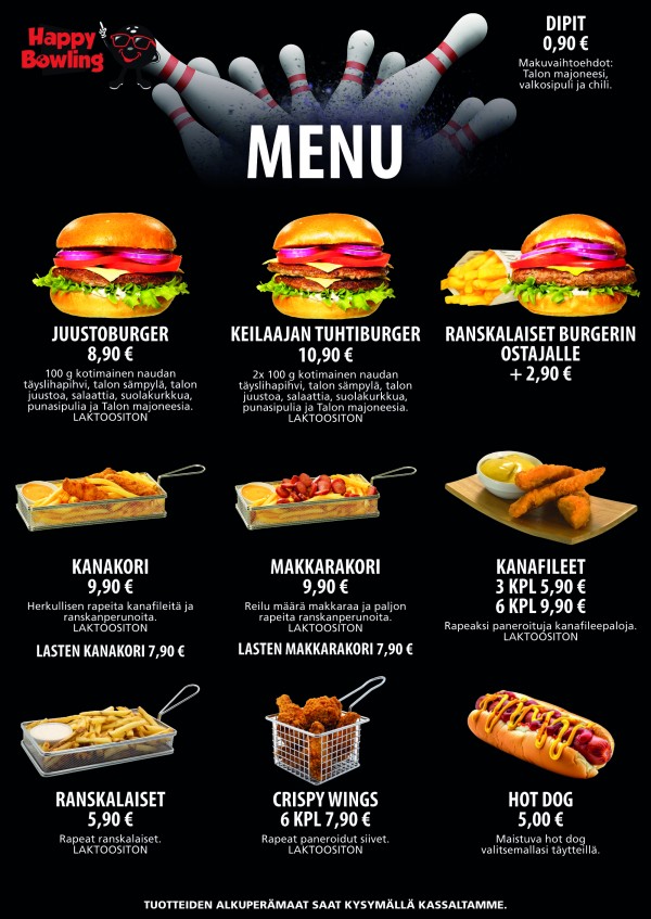 HappyBowling Menu